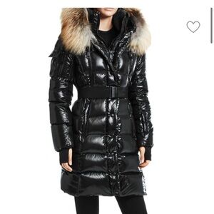 SAM Black Puffer Jacket with Tan Fur Hood